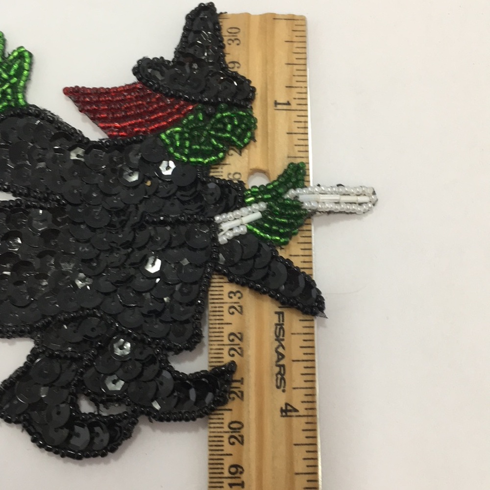 2 large sequin & bead appliqué Halloween Witches - Picture 2 of 5